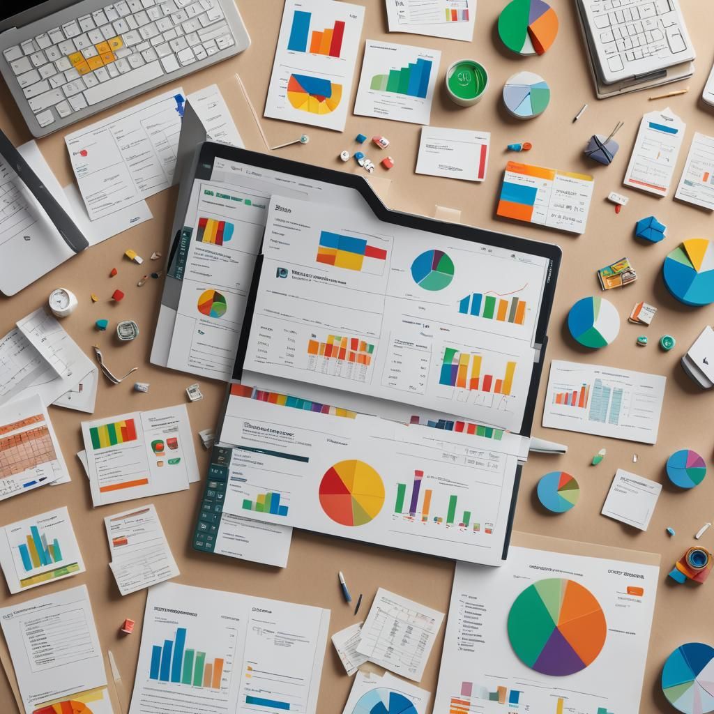 Laptop Displaying Bookkeeping Software with Origami Papercra...