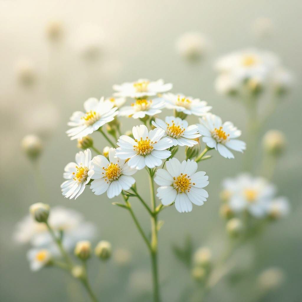 Yarrow Flowers in Soft Focus with Shimmering Aura