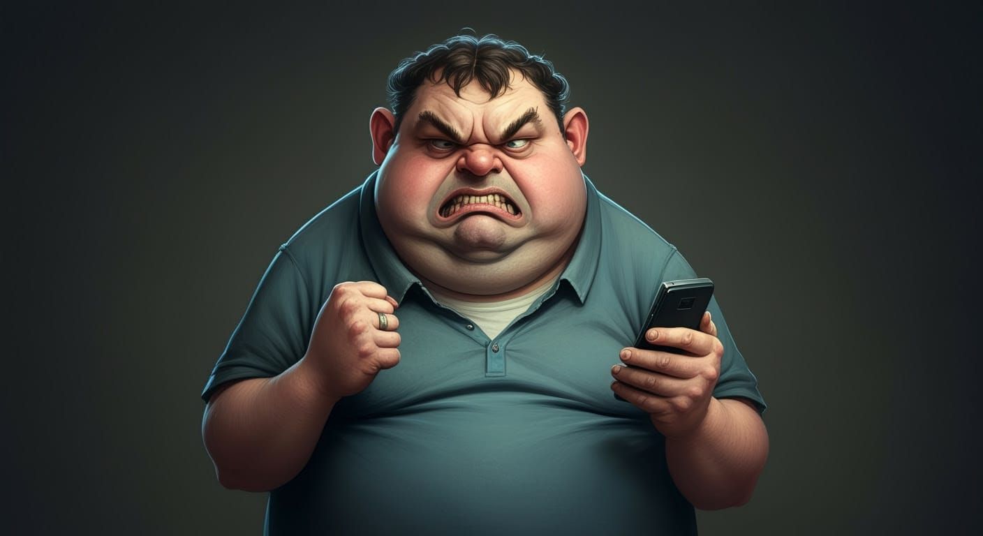 Frustrated Person Holding Mobile Phone Realistically