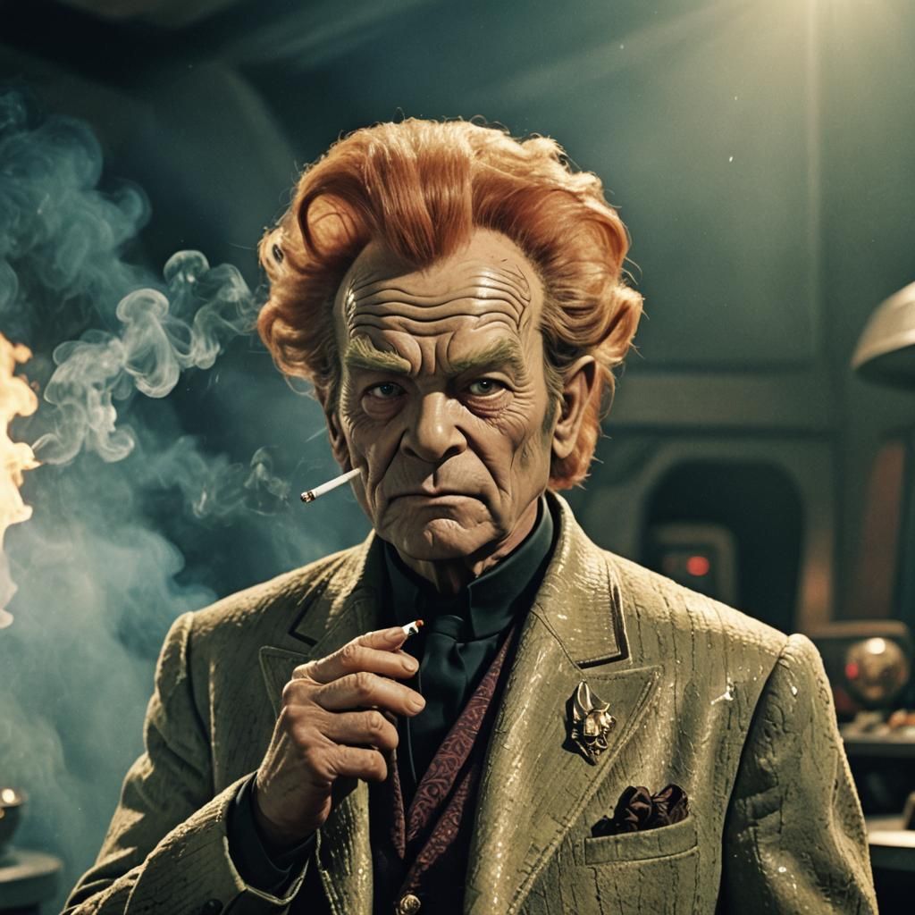 Talaxian Mark Twain Smoking: Cinematic Film Still