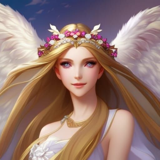 Angelic Princess with Cherry Blossoms, Digital Art