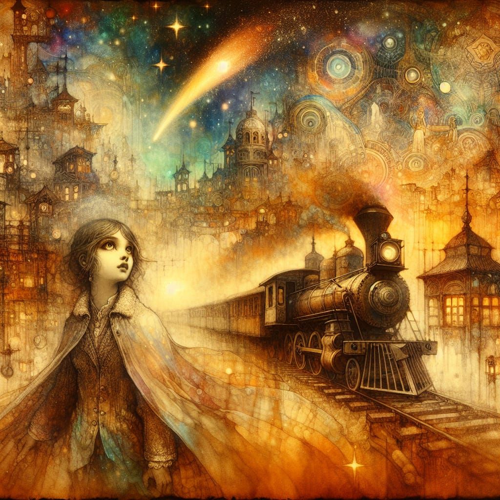 Steampunk Dreamscapes: Whimsical Western Night Sky