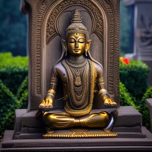 Vedic Creature Meditating in Graveyard: High-Definition Phot...