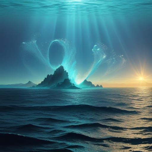 Surreal Ocean Concept Art with Ethereal Glow