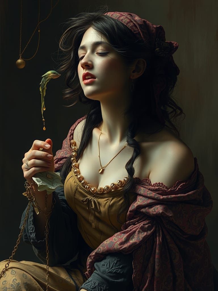 Cursed Amulet Drains Life in Dark Fantasy Style