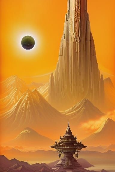 Celestial Lotus Metropolis on Venus in Art Nouveau Style