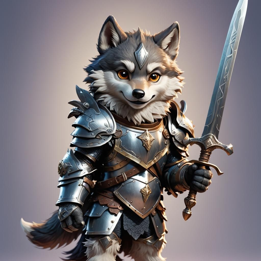 Armored Wolf Knight Concept Art in 3D
