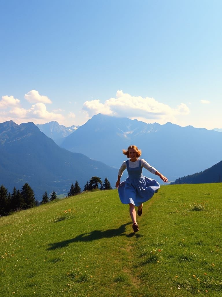 Julie Andrews Runs Through Alps in Sound of Music Scene