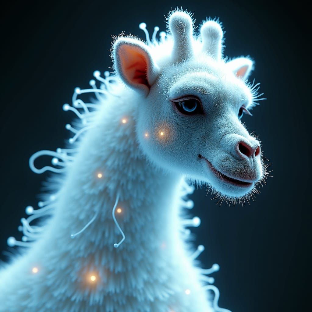 Hyper realistic cute adorable fluffy circuit giraffe, on a a...