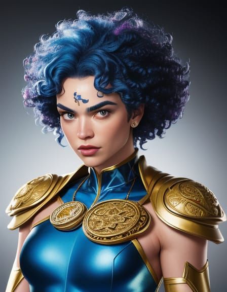 Vibrant Hyper-Realistic Superhero Portrait in Digital Art St...