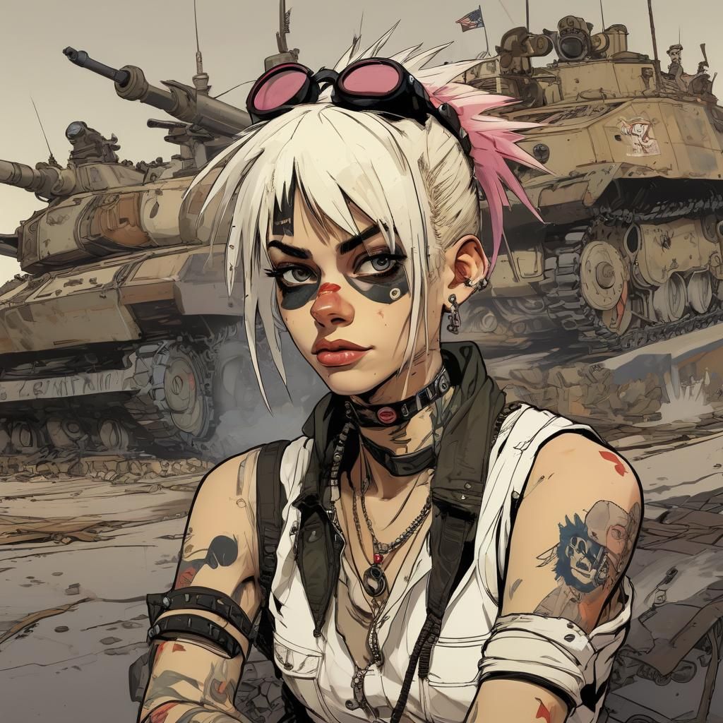 Tank Girl Illustration in Jamie Hewlett Style
