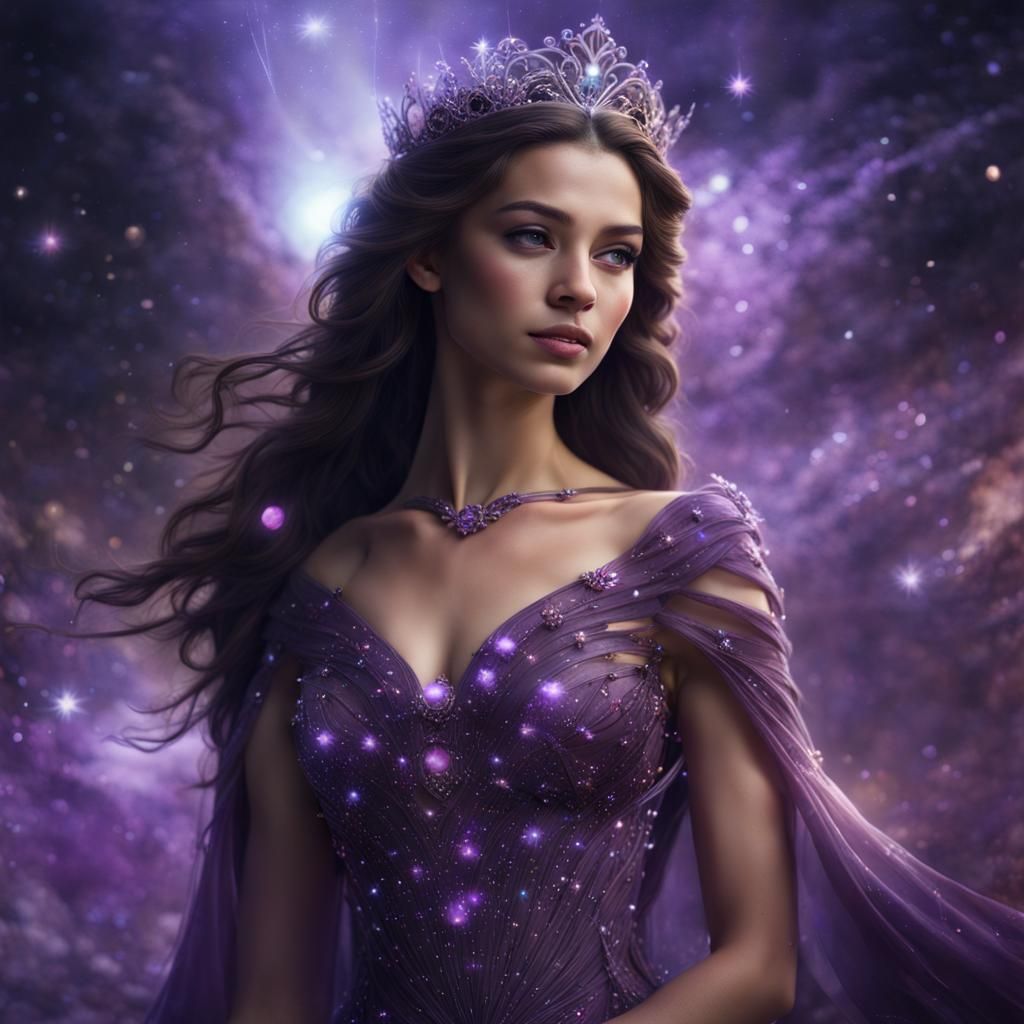 Celestial Princess in Long Exposure with Galaxy