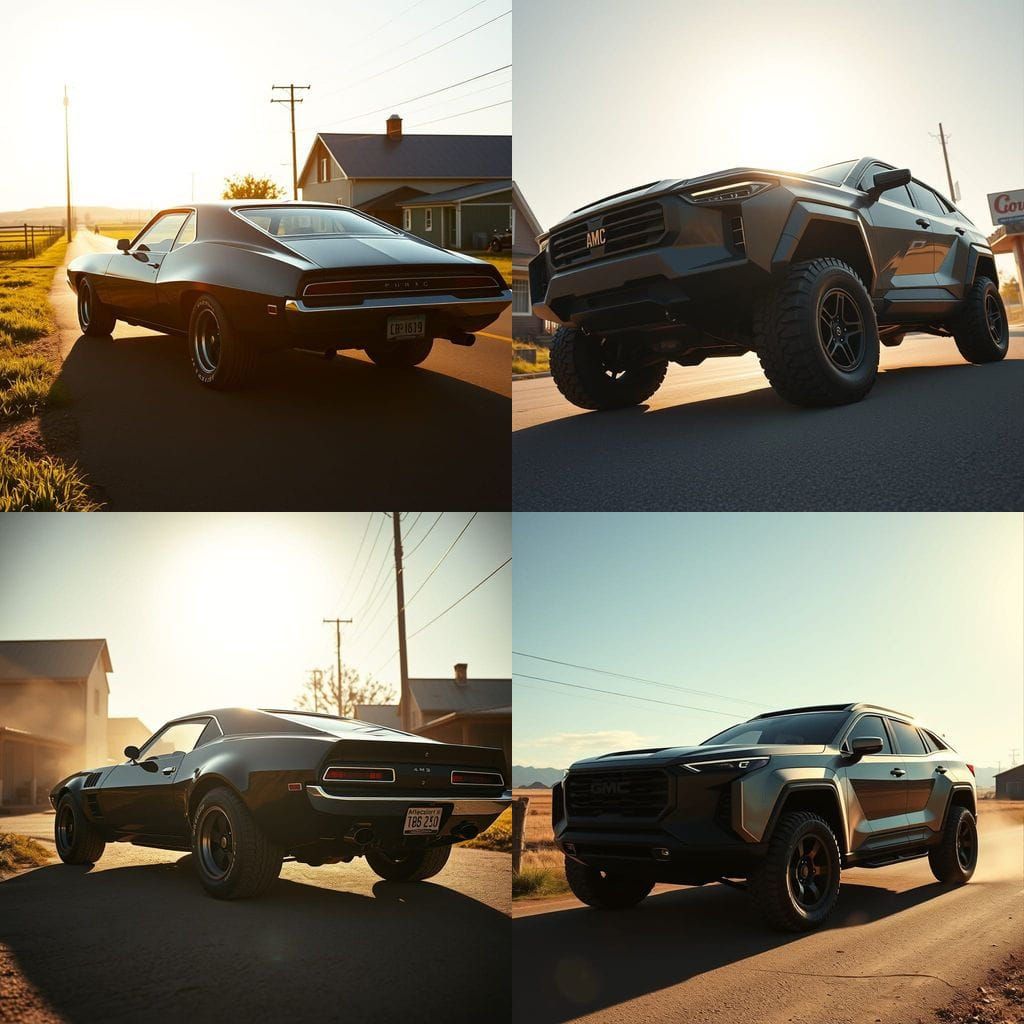 Hyper-Realistic 2025 AMC Matador Barcelona with Futuristic D...