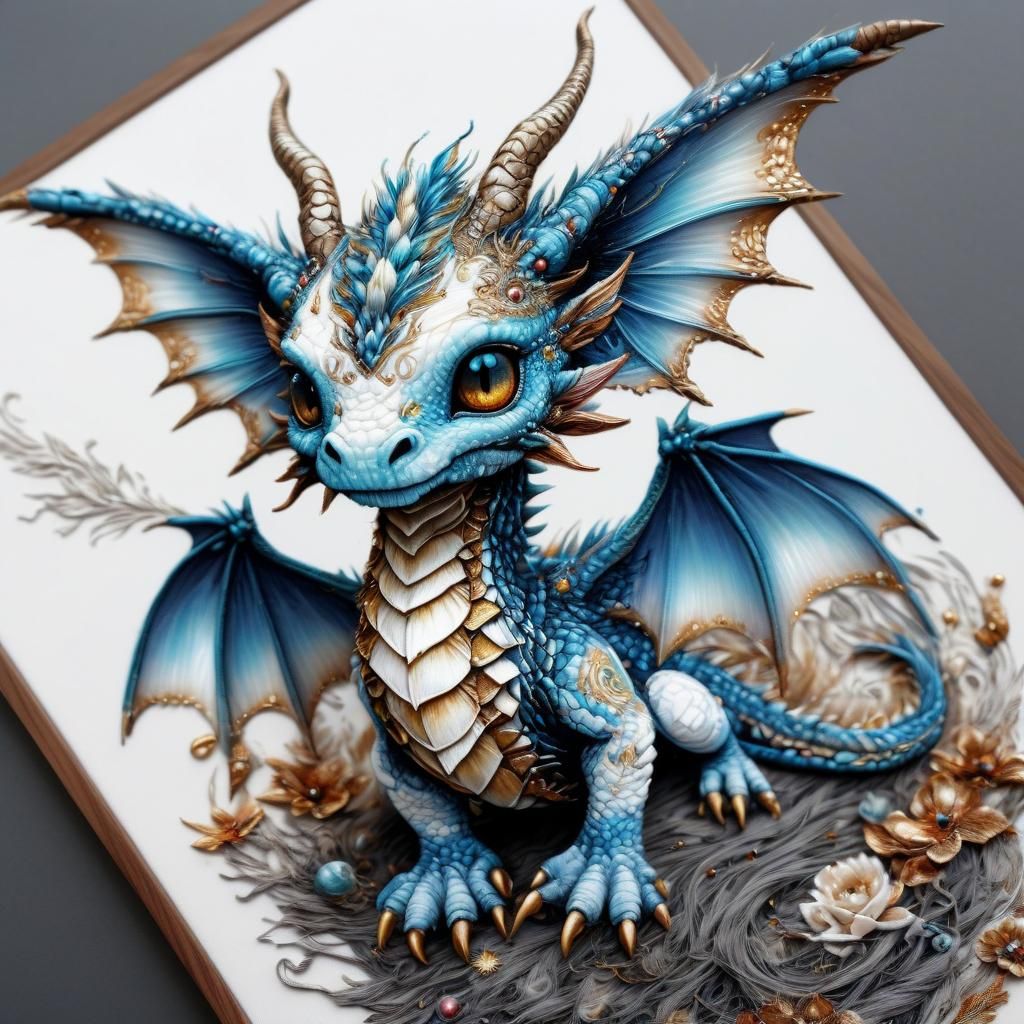 Embroidered Cosmic Dragon Artwork: Cute and Detailed