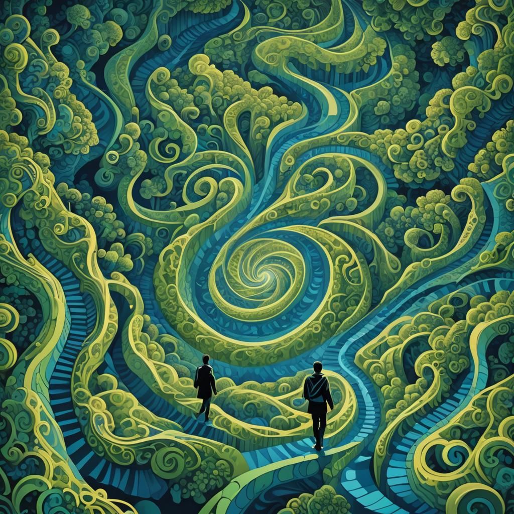 Abstract Fractal Landscape Inspired by Optical Art