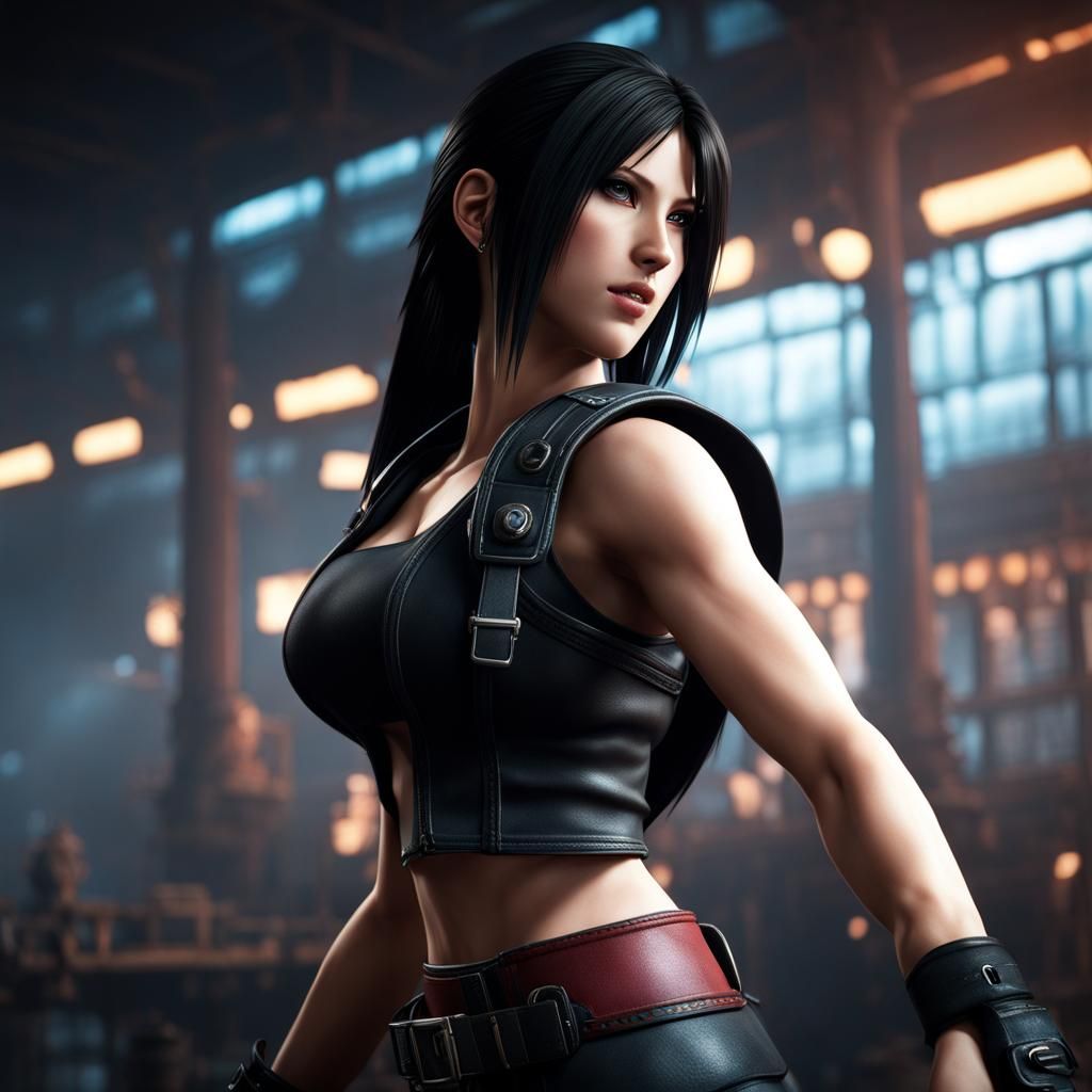 Tifa Lockhart Portrait in Detailed Matte Painting Style