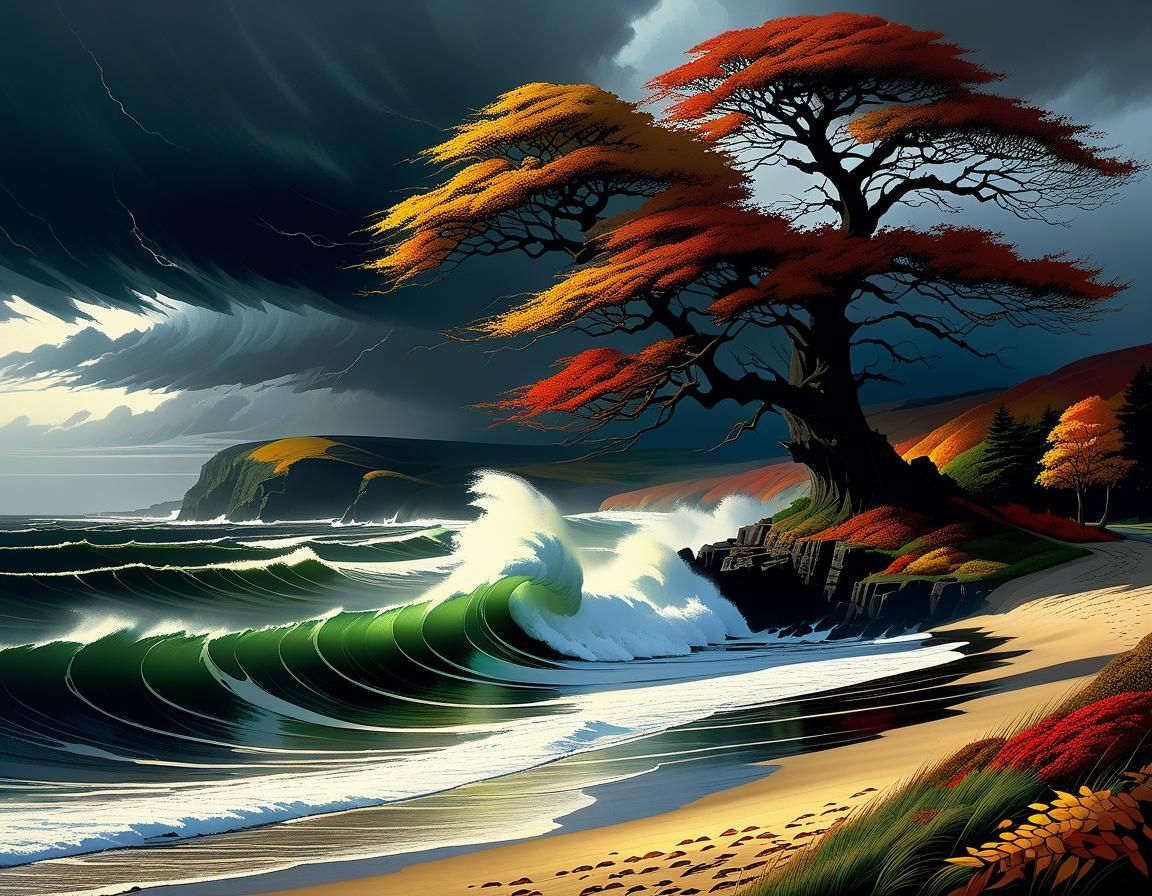 Dramatic Autumn Storm on the Coast
