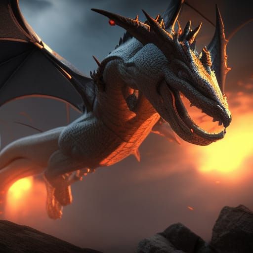 Detailed Shadow Dragon in a Fantasy 3D Style