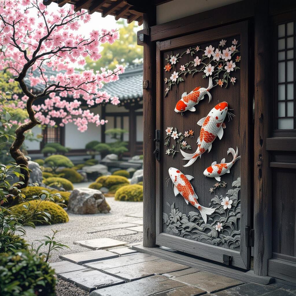 Zen Garden Door with Surrealist Details