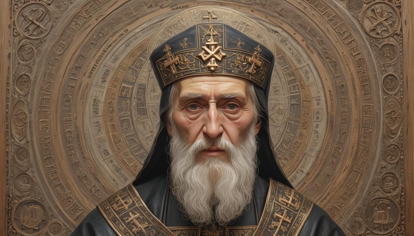 Hyperrealistic Orthodox Diagram with Luminous Figure