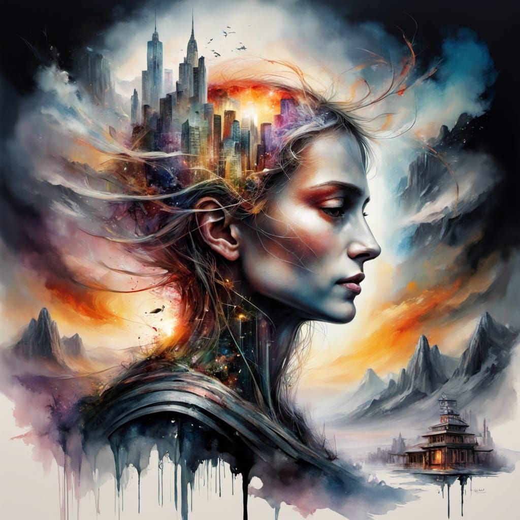 Cozy Snowy Mountain Reading Den in Watercolor Style