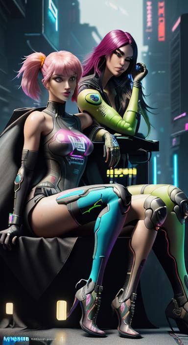 Anime Girl as Nintendo Switch in Cyberpunk Style