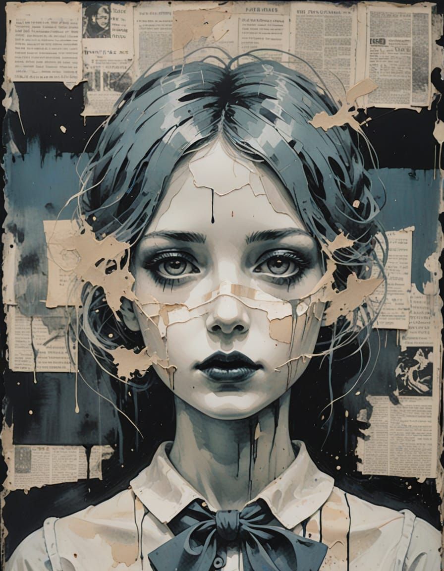 Melancholic Portrait in Neo-Expressionist Style