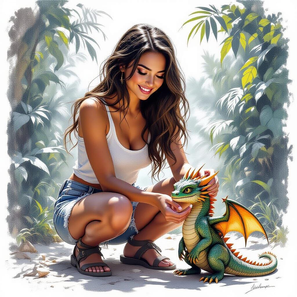 In a captivating pencil drawing styled as a black and white ...