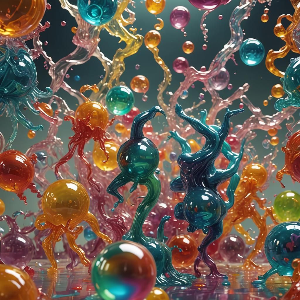 dancing animated jelly statues