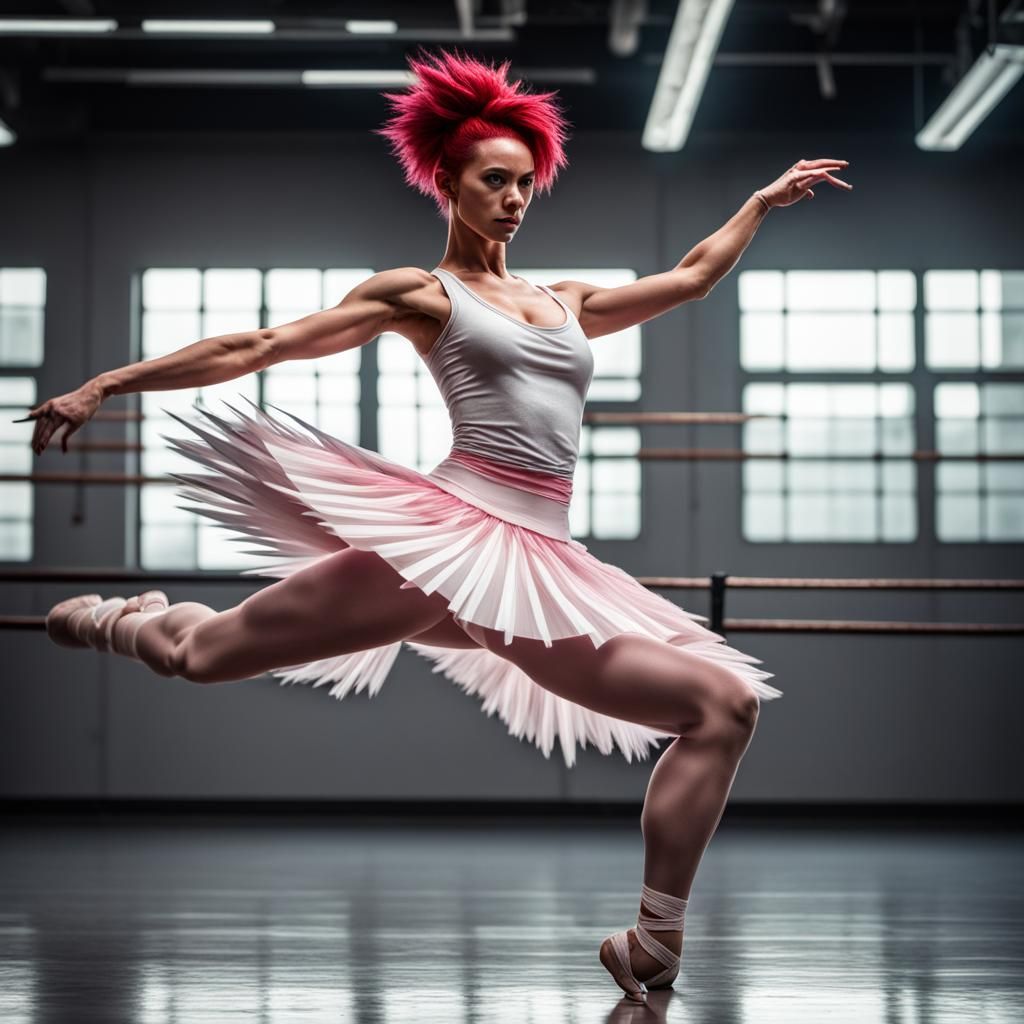 Hyperrealistic Ballerina Ninja in Dance Dojo