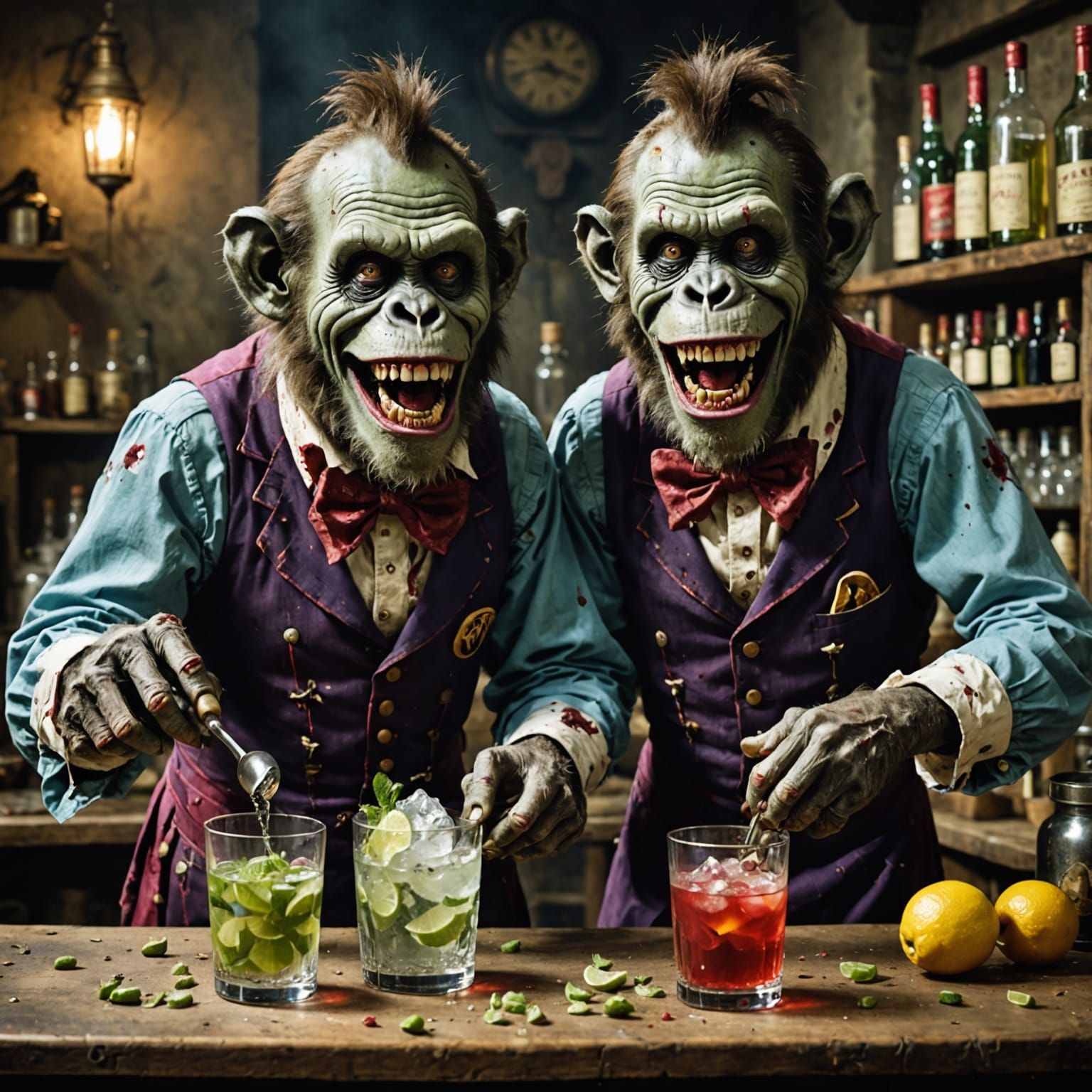Zombie Monkey Clowns Operate Gin Mill
