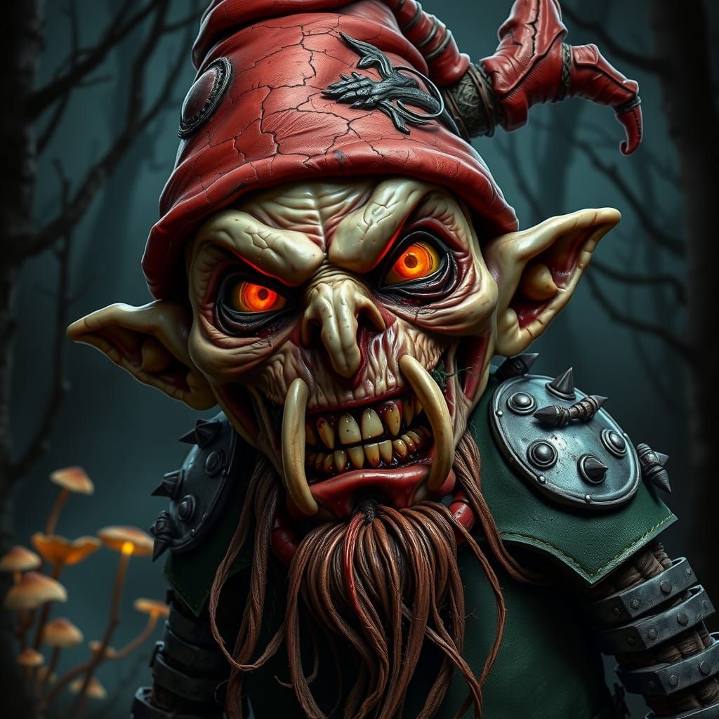 Grotesque Gnome Portrait in Dark Fantasy Style
