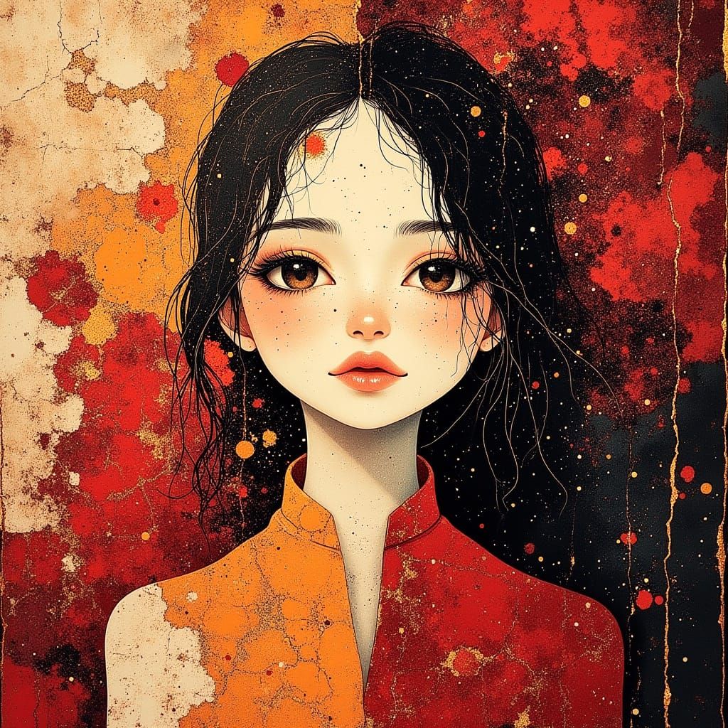 Abstract Vector Woman with Fractal Patterns