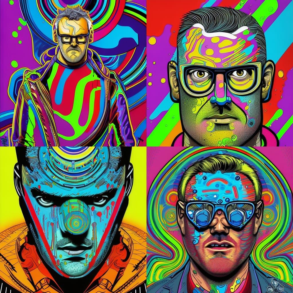 Psychedelic Portrait of Greg Davies as Digital Art