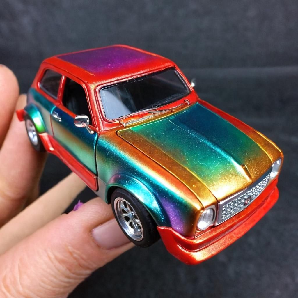 Iridescent Custom Paint on Compact Car