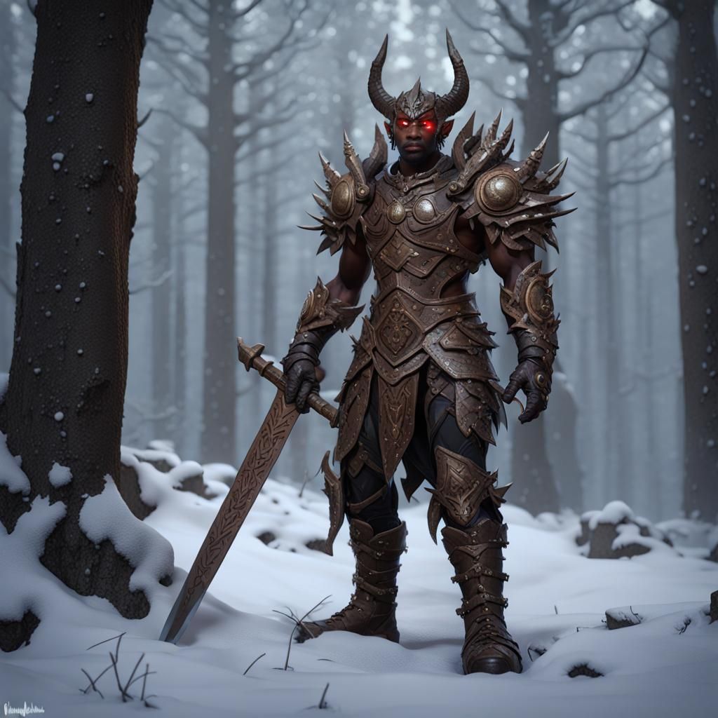 Wooden Demon Antipaladin in Snowy Forest
