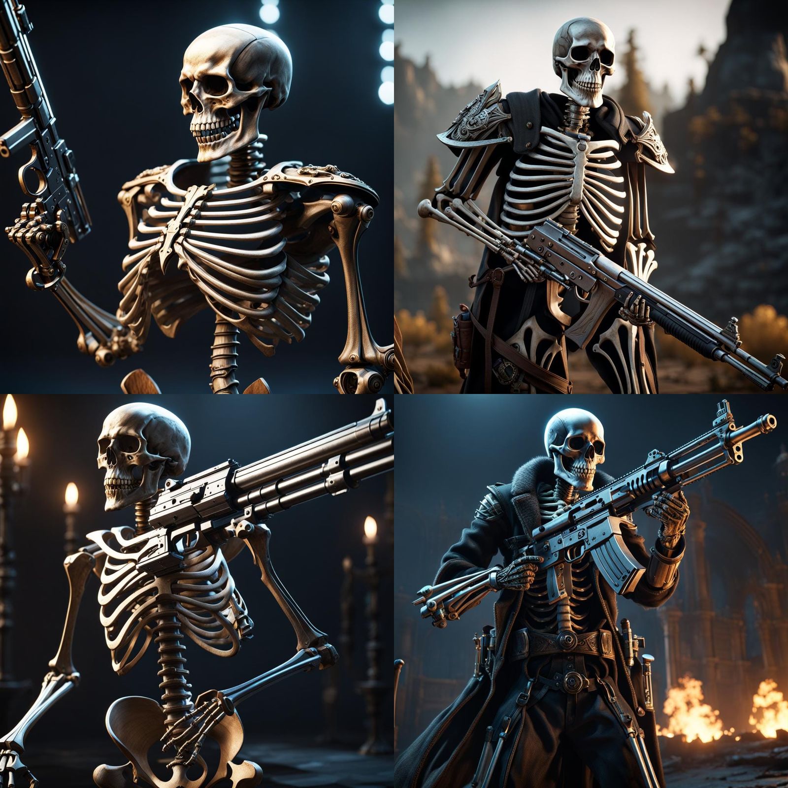 Skeleton with Firearm in Cinematic 3D Render