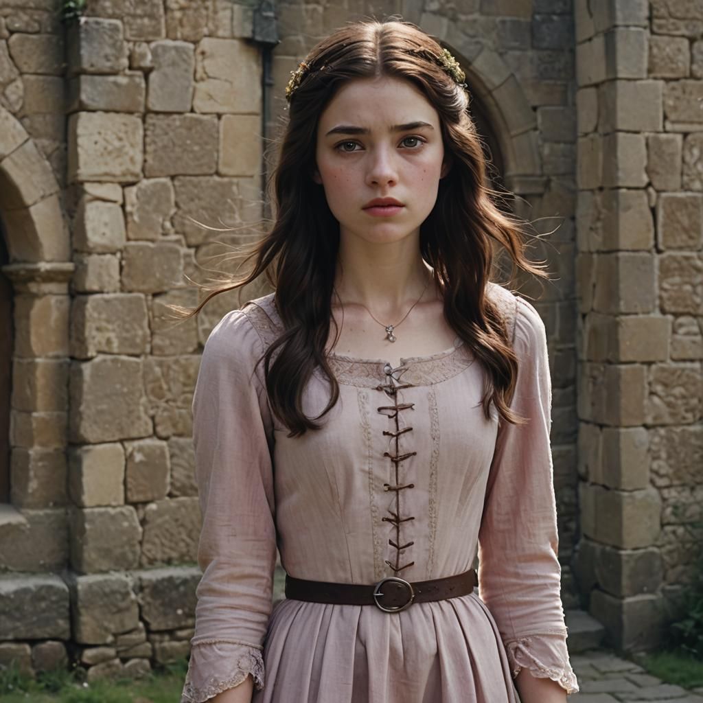 Teenage Girl in Medieval Dress: Cinematic Film Still