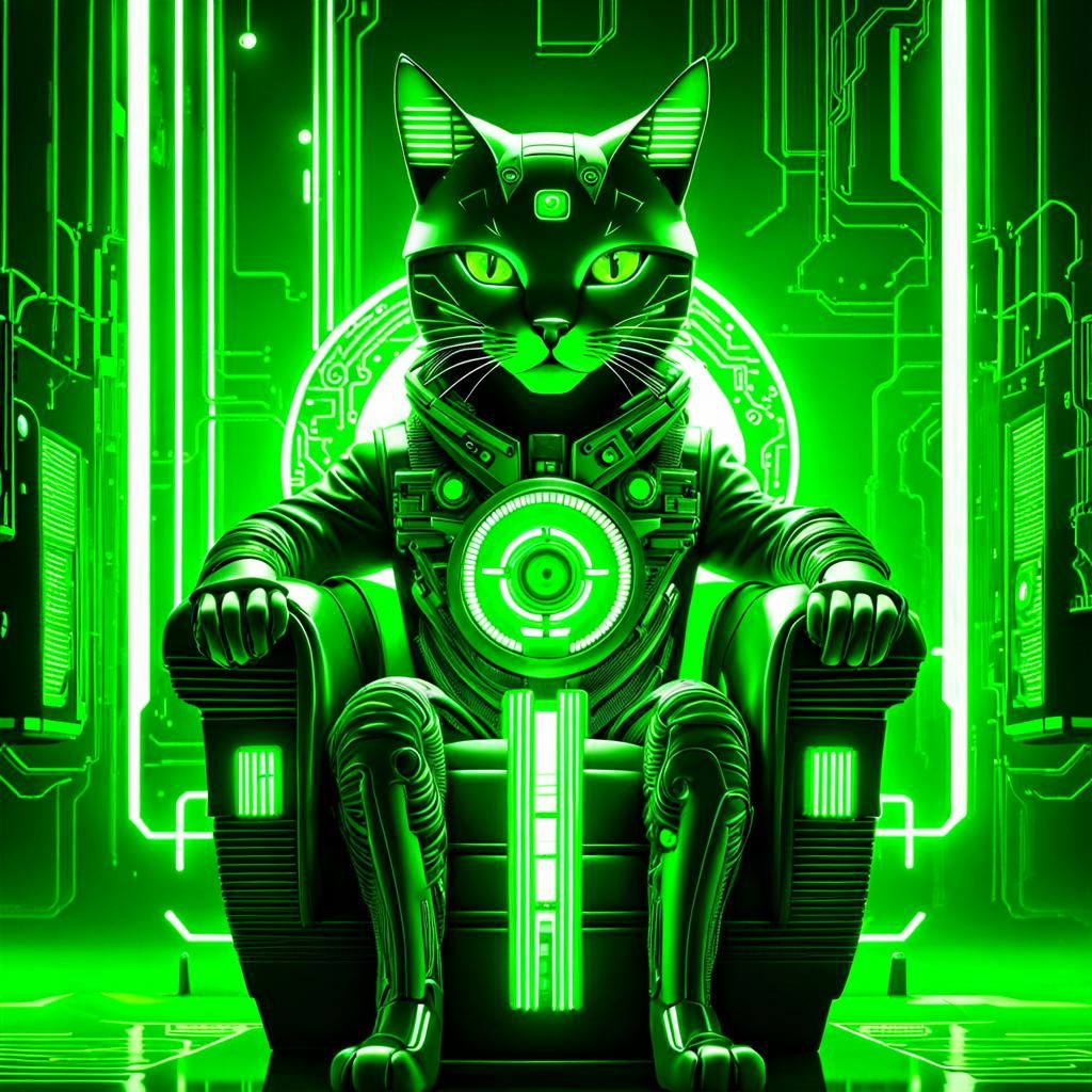 Cyberpunk Cat in the Matrix