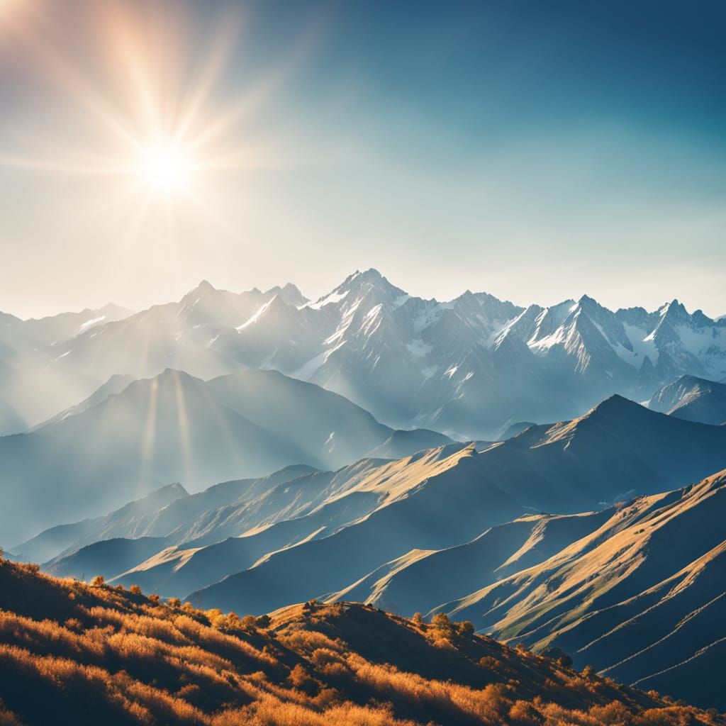 Majestic Mountain Landscape in Sunlight