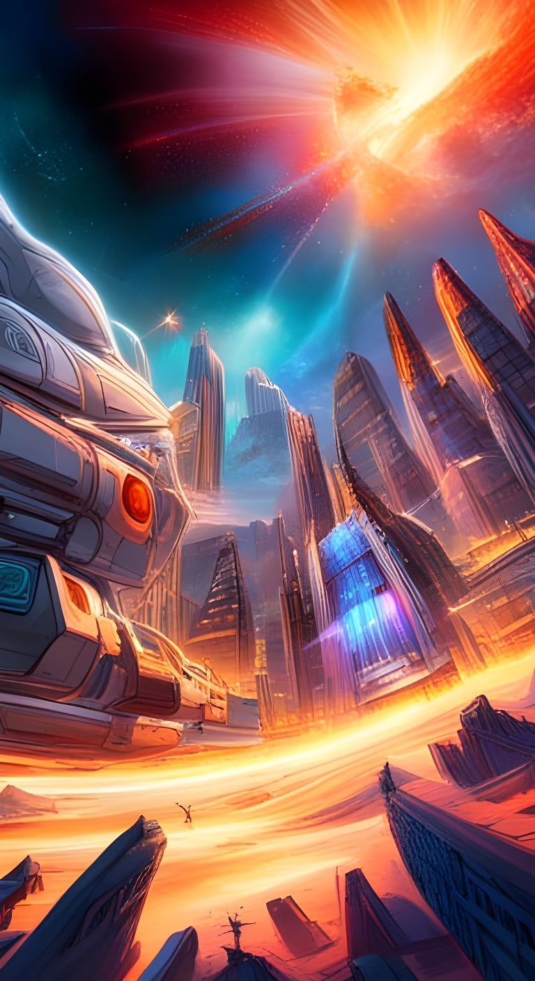 Alien Monster Battle: Holographic Cosmic Illustration