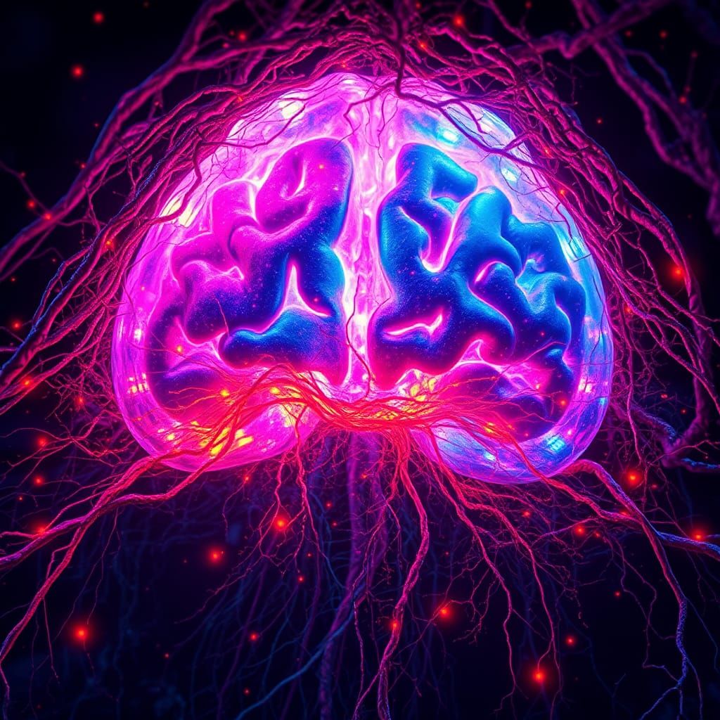Psychedelic Brainscape: Vibrant Neural Networks in Electric ...