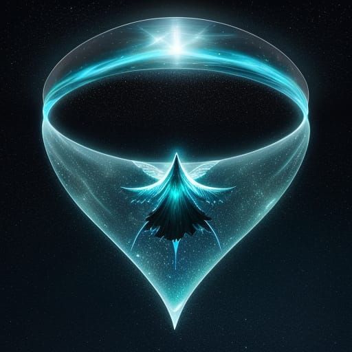 Colossal Glass Manta Glides Through Starry Abyss