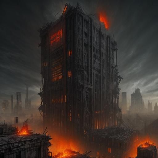 Industrial Metropolis with Dragons in Gritty Style