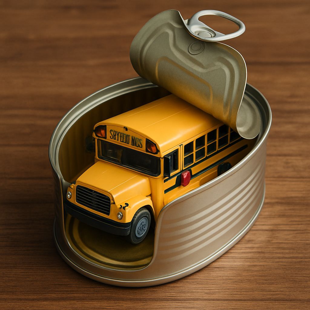 School Bus in a Can: Surreal Still Life