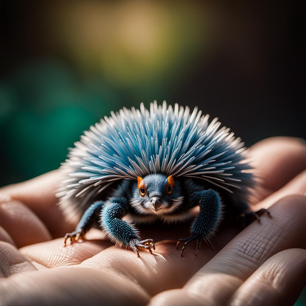 Mythical Fluffy Pest on a Palm, Macro Photography
