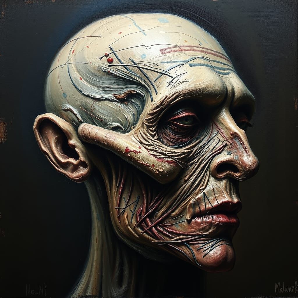 weird human head painting
