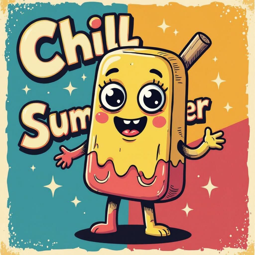 Quirky Popsicle Monster in Cartoon Style