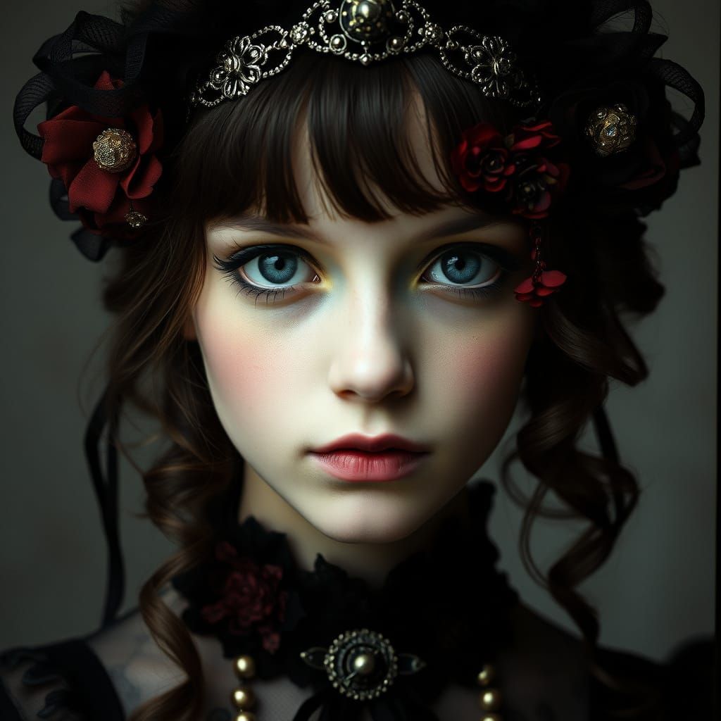 Gothic Girl in Baroque Double Exposure