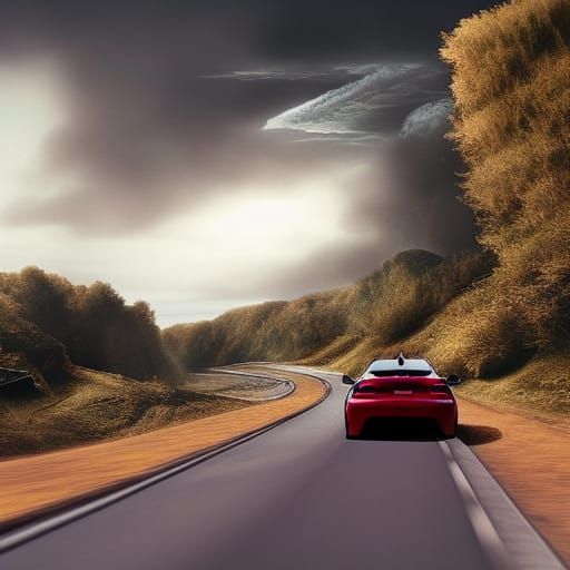 Toyota Supra on a Halloween Highway